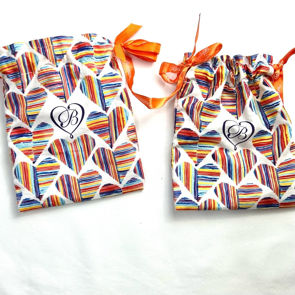 BRIGHTON Colorful Heart Patterned Drawstring Jewelry Storage Bags Set of 2